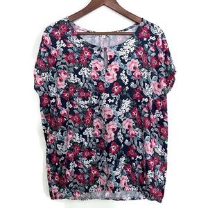 ZAVANNA Floral Women's Top Blue Red Pink White Spring Summer, Large